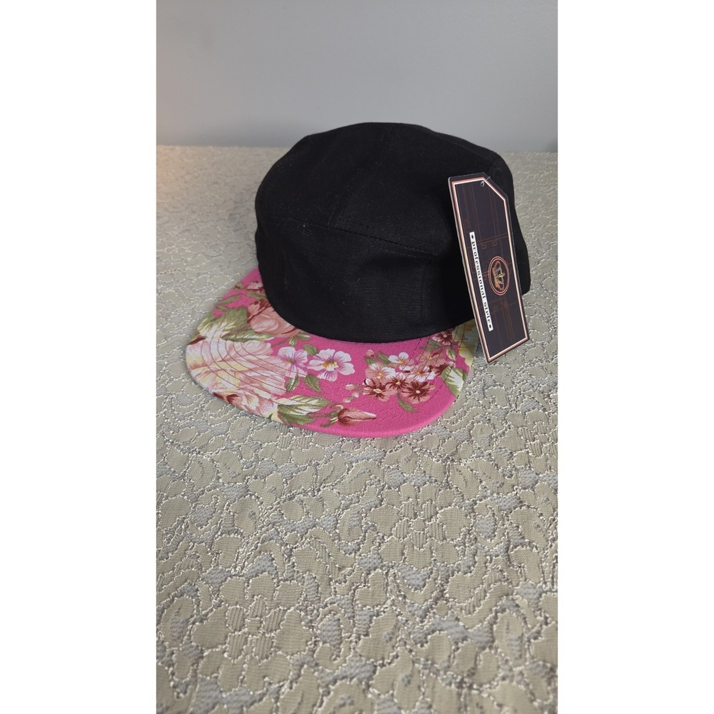 CROWN High Quality Headwear Black Floral Cap 100% Cotton Adjustable Unisex
